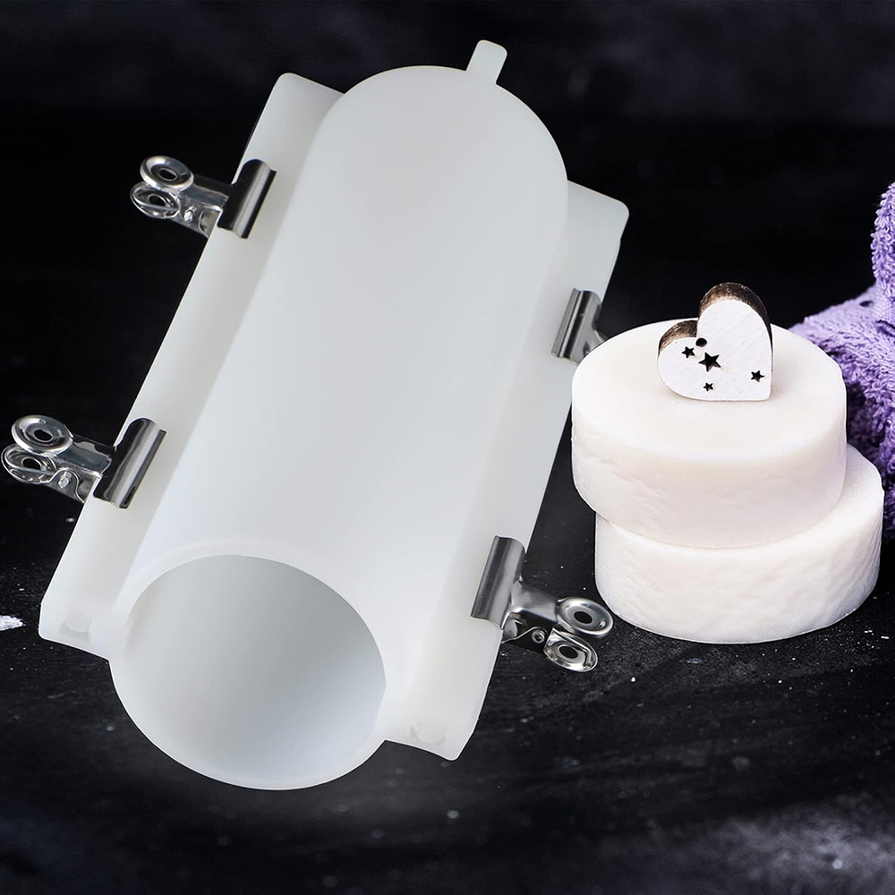 Candle Supplies Tins - แม่พิมพ์สบู่ทรงกระบอกขนาดใหญ่พร้อมคลิปหนีบ, แม่พิมพ์ซิลิโคนทรงกระบอก 1000 มล., อุปกรณ์ทำสบู่แบบฝัง, สำหรับทำสบู่