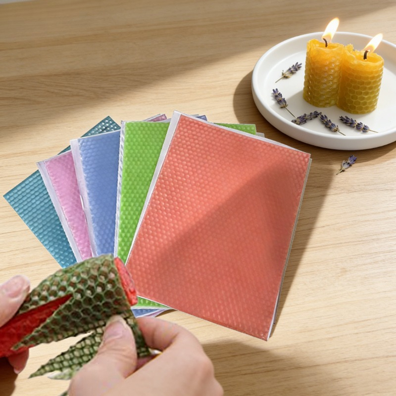 Beeswax Sheet Roll - แผ่นขี้ผึ้งสีมาการอง 12 ชิ้น ขนาด 15x20 ซม.